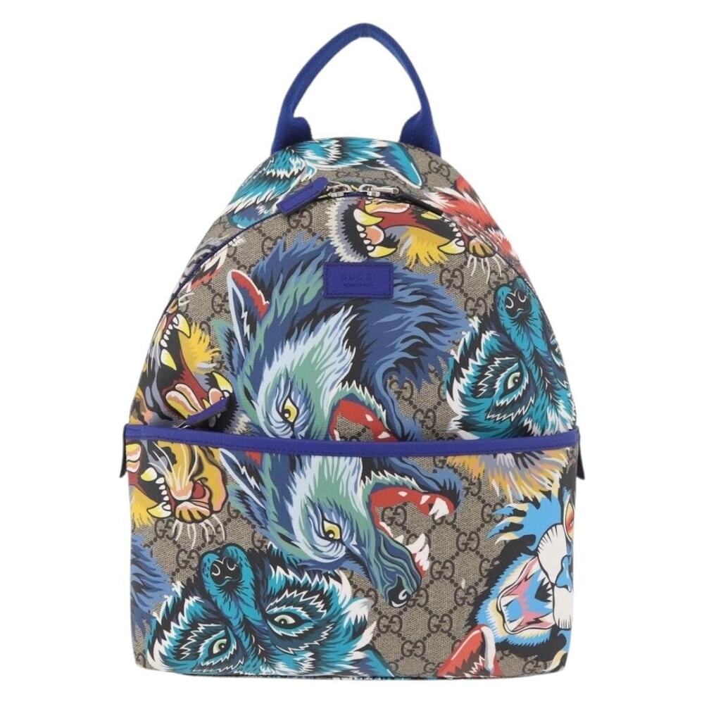 Gucci GG Supreme Animal Print Backpack Beige